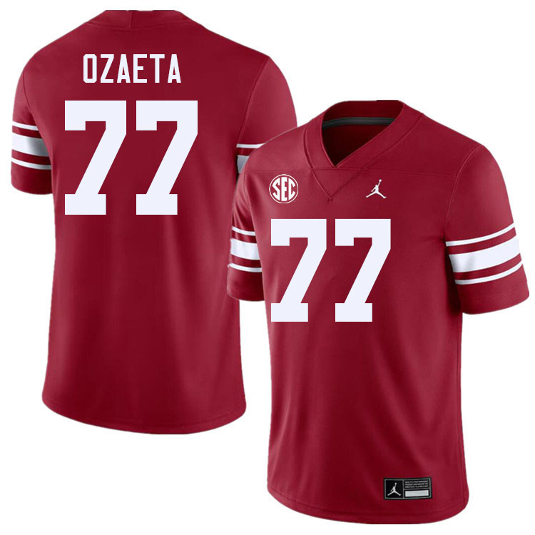 Men #77 Heath Ozaeta Oklahoma Sooners 2024 SEC Conference College Football Jerseys-Throwback